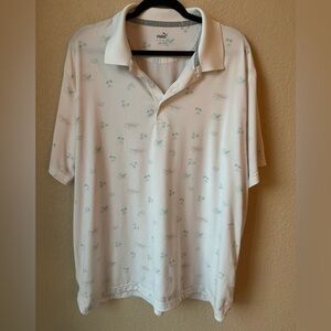 PUMA Men’s XL Polo – Palm Trees, Surfboards, Aloha Tropical Print